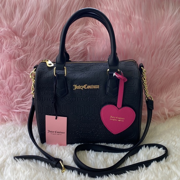 🖤 Juicy Couture Deboss Logo Black Speedy Satchel - Picture 2 of 11